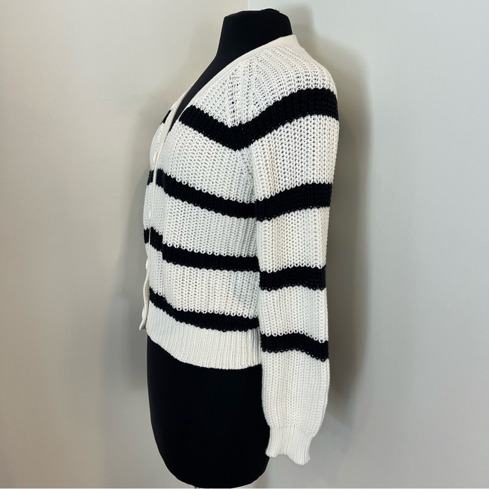 Aqua Striped Knit Cardigan Sweater - Picture 4 of 9